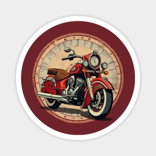 Vintage Red Motorcycle Magnet